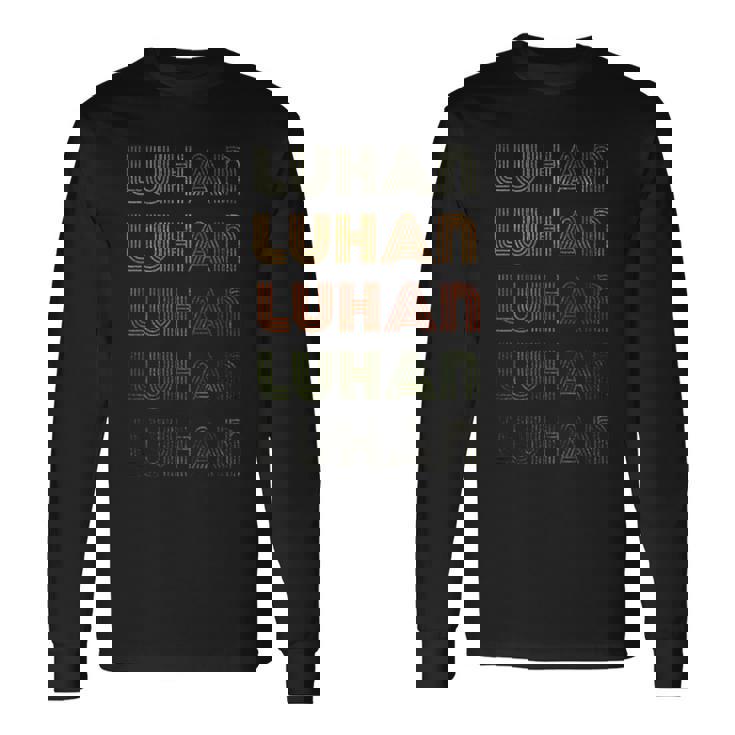 Love Heart Luhan グランジ ビンテージスタイル ブラック Luhan 長袖Tシャツ