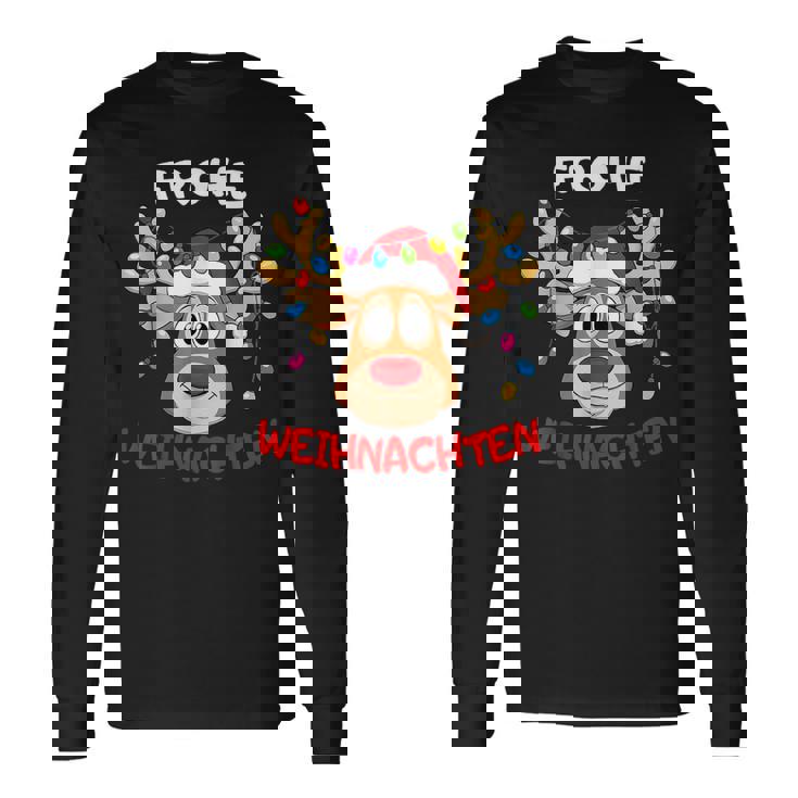 Lustige Rentier Frohe Weihnachten T-shirt à manches longues