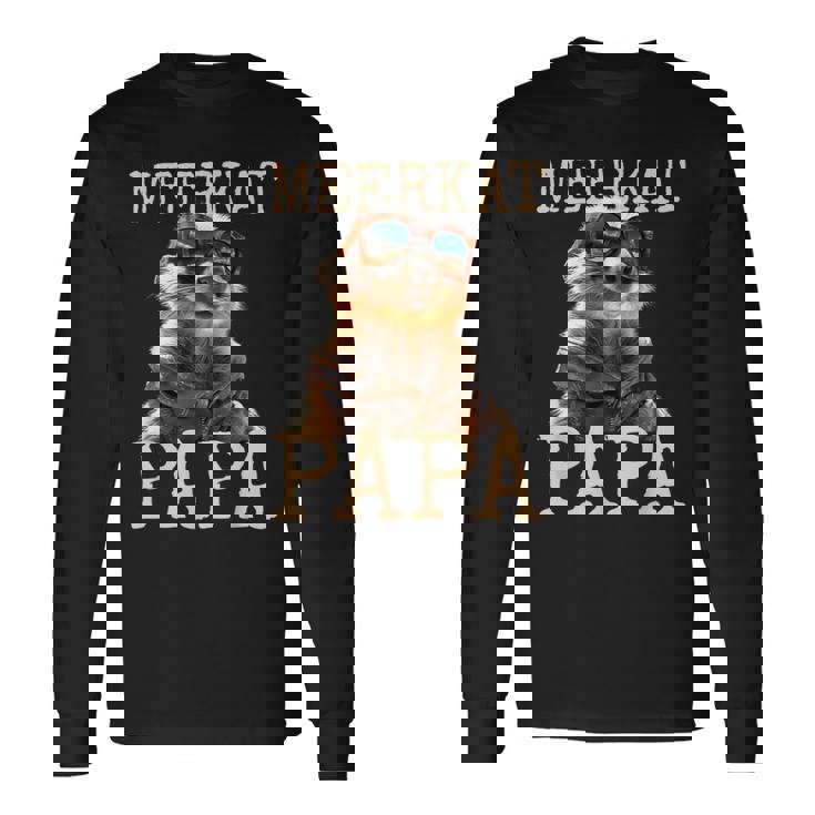 Meerkat Papaミーアキャット パパ パパ 父の日 マングース パパ スリケート ファーザー 長袖Tシャツ