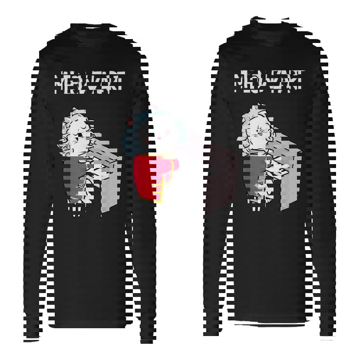 Meowzart Pianista Pianista Amante De La Música Clásica Camiseta de manga larga