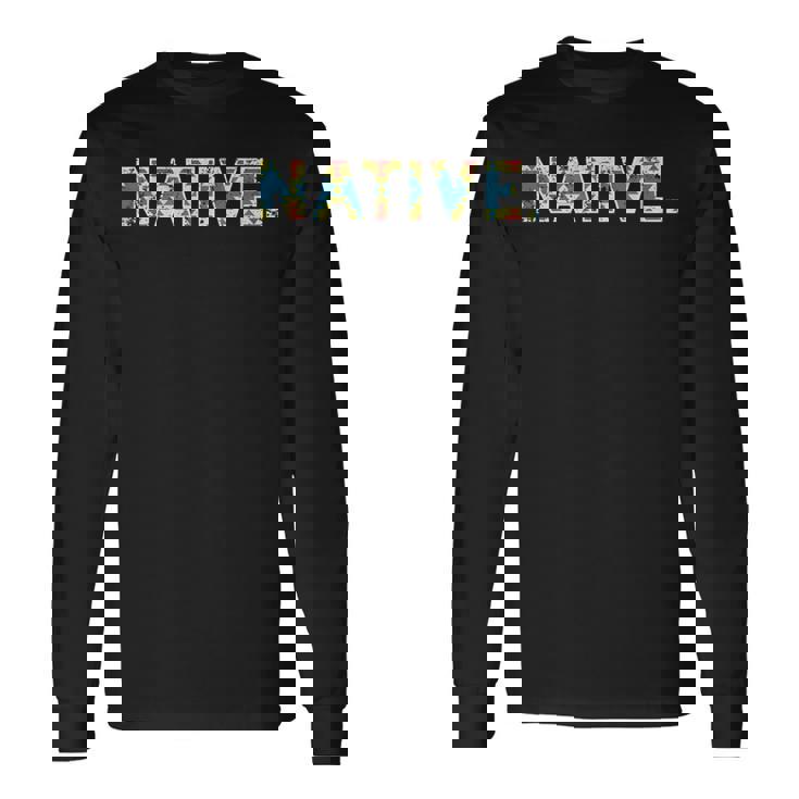 Native America ネイティブアメリカン 先住民 アンティーク調 長袖Tシャツ