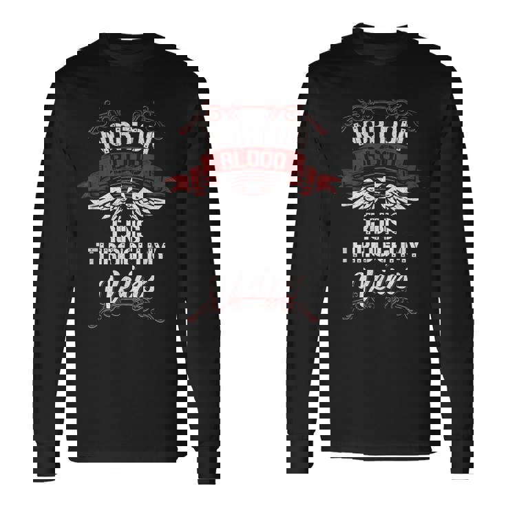 Norton Blood Runs Through Myeins 苗字 Family 長袖Tシャツ