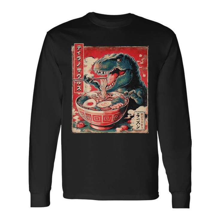 Nouilles Japonaisesintage T-Rex Dinosaure Ramen T-shirt à manches longues
