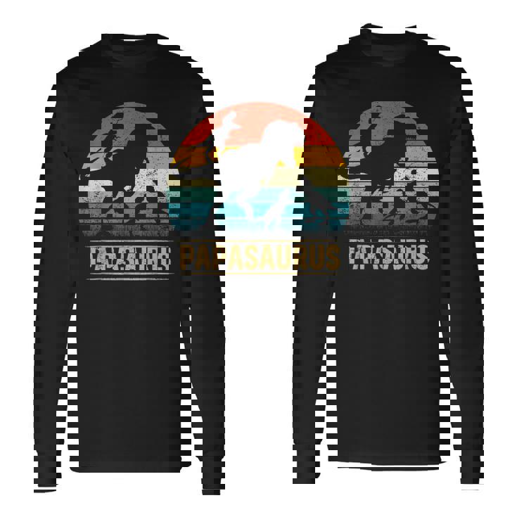 Papa Dinosaur T Rex Papasaurus 3 Bambini Festa Del Papà Maglietta a maniche lunghe