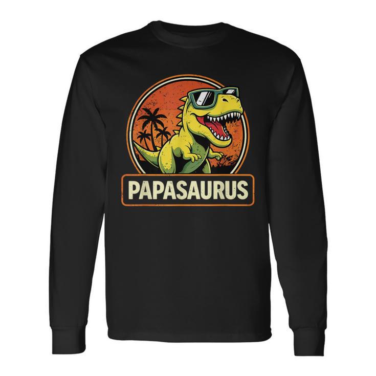 Papasaurus Divertente Papà Dinosauro Maglietta a maniche lunghe