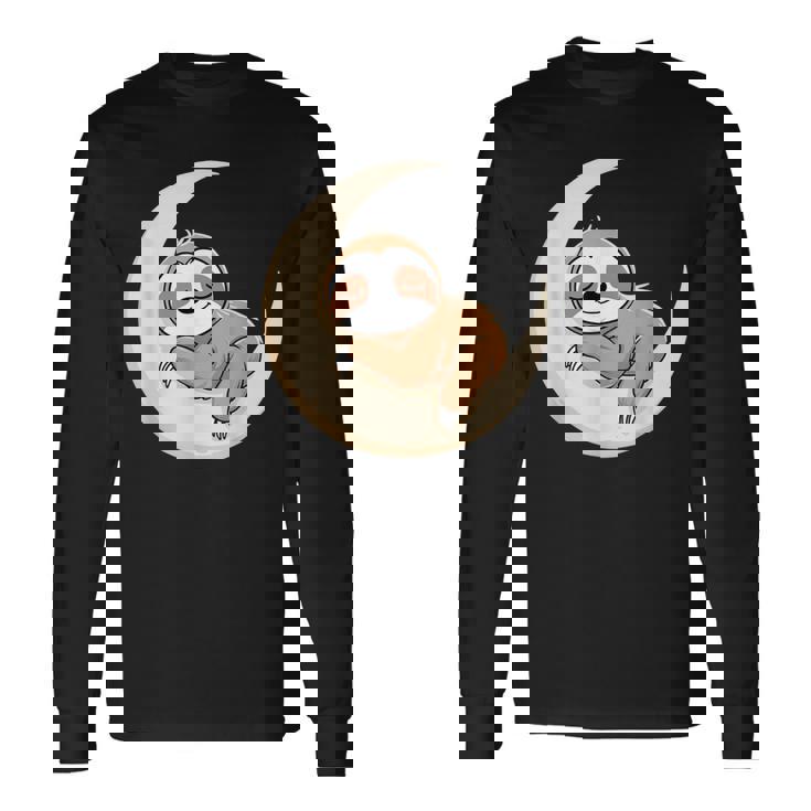 Perezoso Dormido En La Luna – Ilustración Camiseta de manga larga