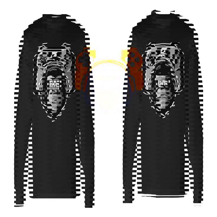 Playtation ゲーマーギフト モンキー ゲームプレーヤー ビデオゲーム 長袖tシャツ 長袖Tシャツ