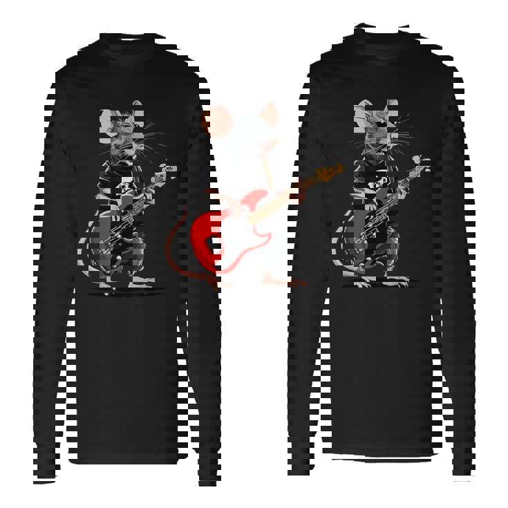Rata Tocando Guitarra Eléctrica Guitarrista Rata Camiseta de manga larga