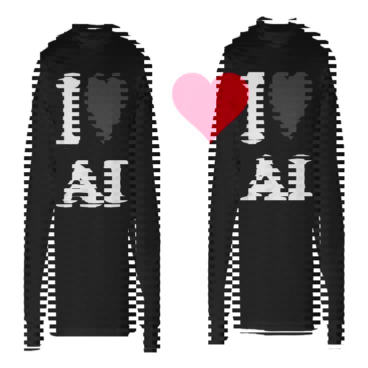 Red Heart I Love Ai 長袖Tシャツ