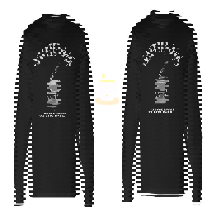 Red e Adulte Fête Fondue Manches Courtes Noir Taille Hiver Occasion Casual Imprimée Lettre Unique 'Je Peux Pas J'aioirée Fondue' Double Manche Non Étirable T-shirt à manches longues