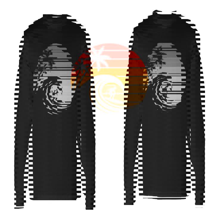Retro Deurf Al Atardecer Intage Paraurfista De Playa Manga Larga Camiseta de manga larga