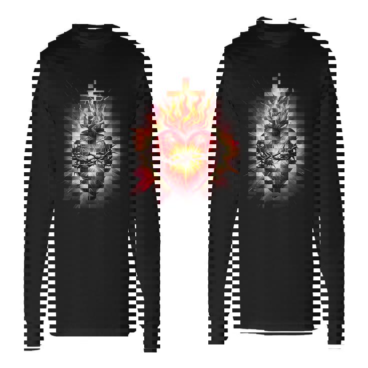 Sacré-Cœur De Jésus Dévotion Catholique Foi T-shirt à manches longues