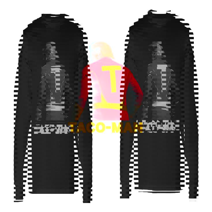 Taco-Man 面白い 反トランプ ハロウィーン 政治的コスチュームアイデア 長袖Tシャツ