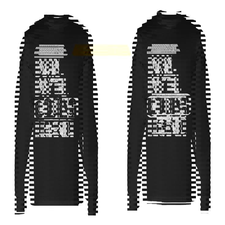 Uomo Mito Codifica Leggenda Coder Papà Geek Computer Programmer Maglietta a maniche lunghe