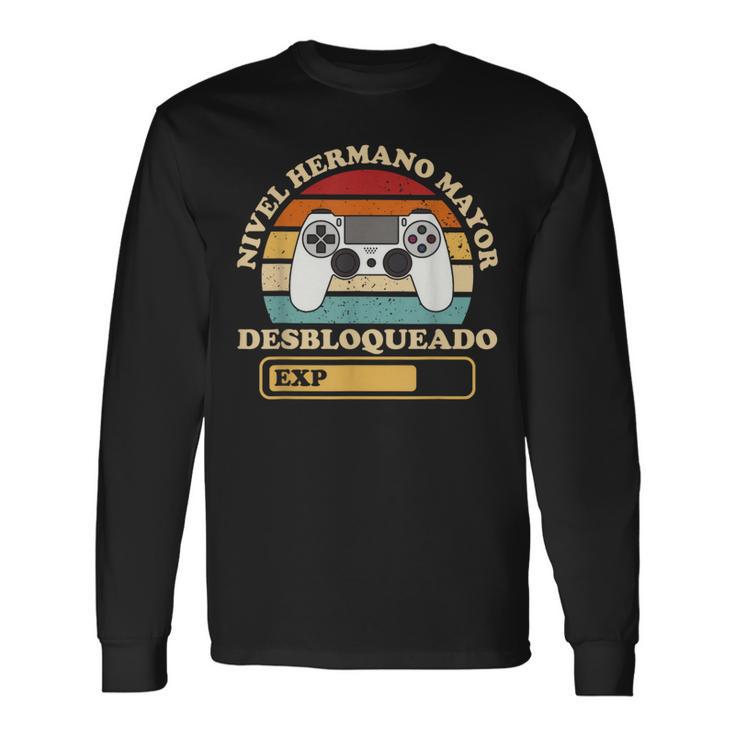 Videojuego Gaming Nivel Hermano Mayor Desbloqueado Gamer Camiseta de manga larga