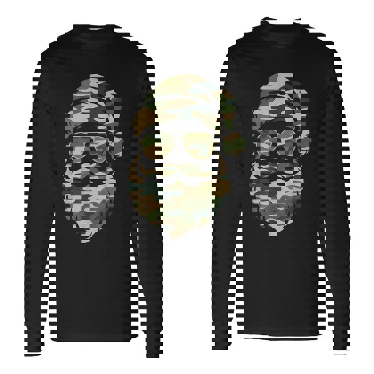 Vintage Santa Face Camouflage Christmas Xmas Camo Boys Long Sleeve T-Shirt