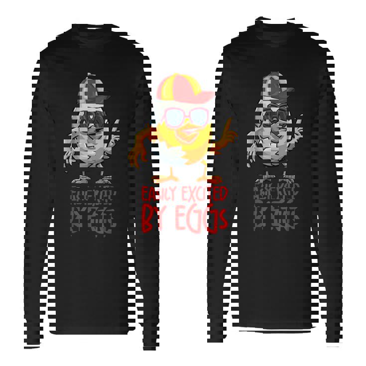 おもしろエッグが簡単に興奮するエッグ。 長袖Tシャツ