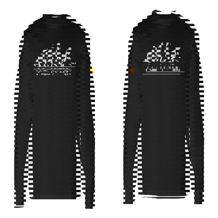 おもしろフィールドホッケー人類の進化 かっこいい ホッケーネタ デザイン フィールドホッケー選手 長袖Tシャツ