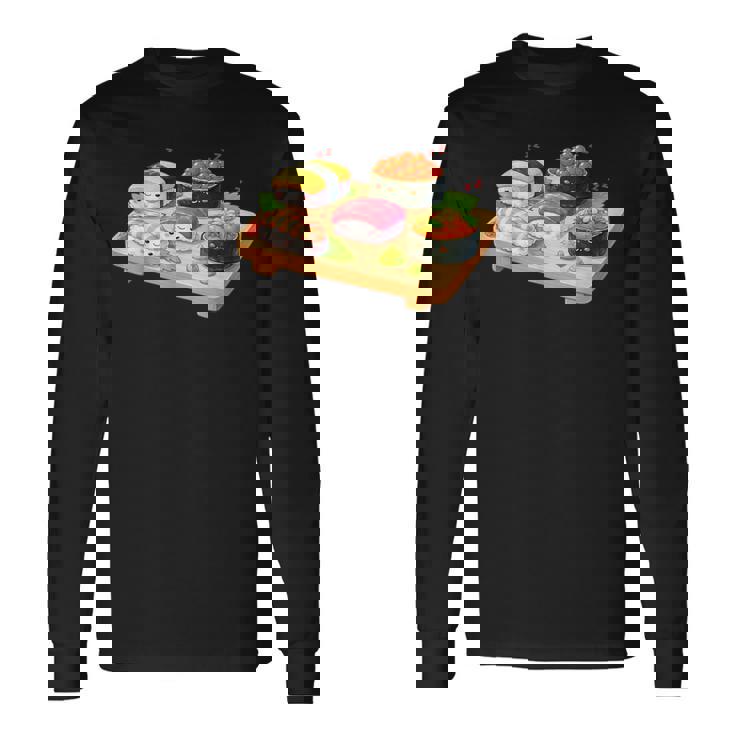 おもしろ寿司 かわいい かわいい 寝る食べ物 長袖Tシャツ