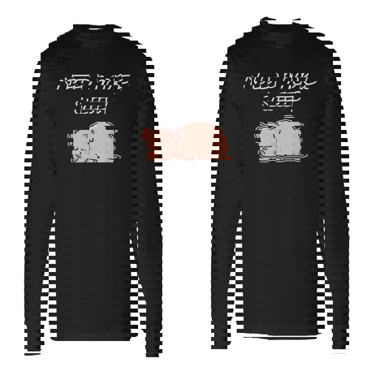 おやすみになる豚のパジャマデザイン 長袖Tシャツ