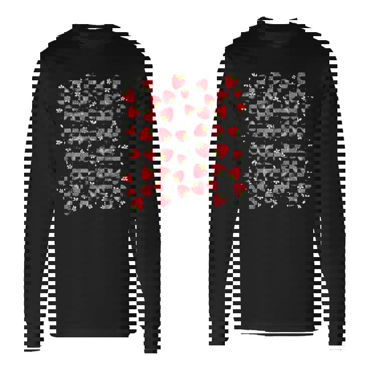 かわいいいちご原宿 美的いちご柄 長袖Tシャツ