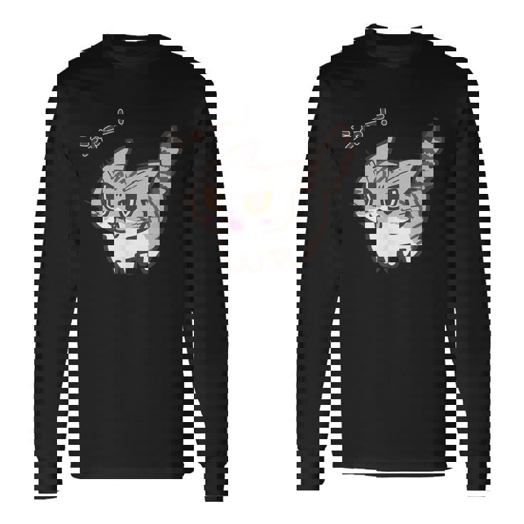 ねこシャーサバトラ白猫ver 長袖Tシャツ