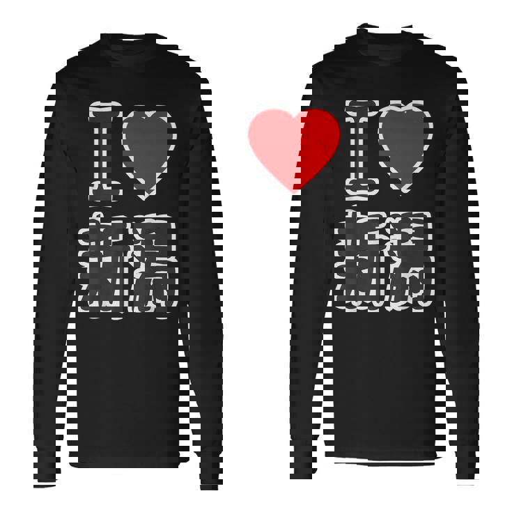 アイラブ・新潟（I Love ハート）Big 大きな文字 ハート【47都道府県】ジモティ お土産 面白 長袖Tシャツ