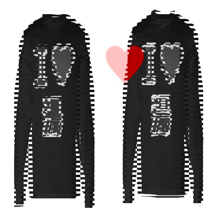 アイラブ・湯【変なデザイン屋さん】温泉 お風呂 銭湯 お土産 旅行 ハート スタッフ メッセージ・面白い デザイン 長袖Tシャツ