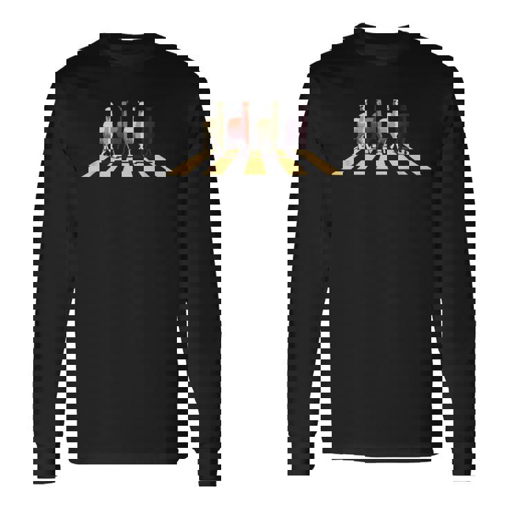 アビーストリートロードを横断する面白いラマアルパカ 長袖Tシャツ