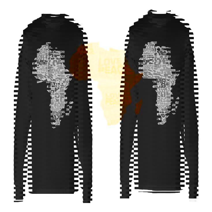 アフリカの平等パターン メラニン 肌色 アフリカ地図 長袖Tシャツ