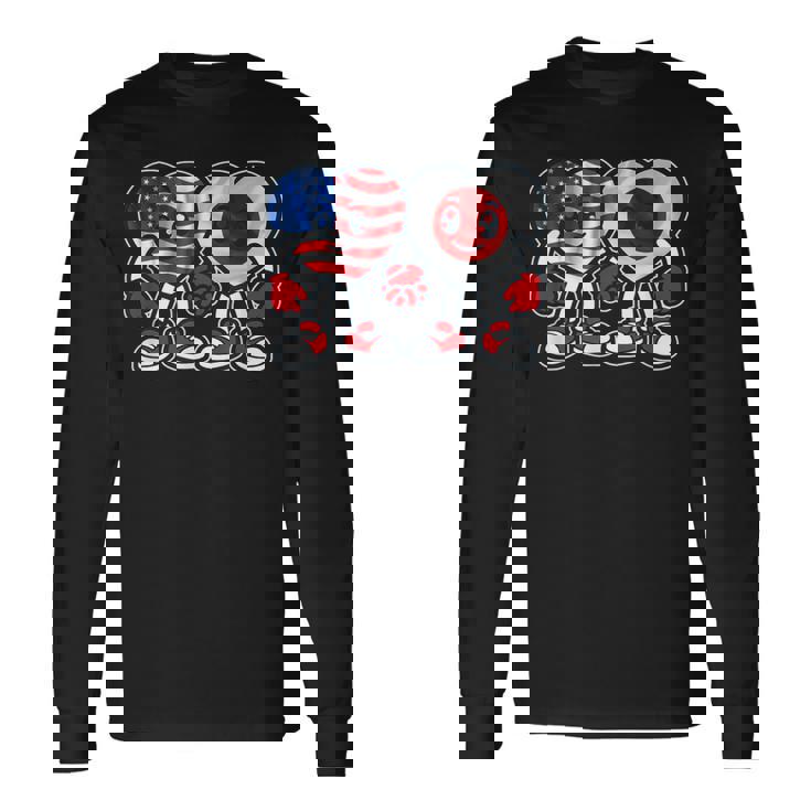 アメリカと日本 ハート フレンドシップ 長袖Tシャツ