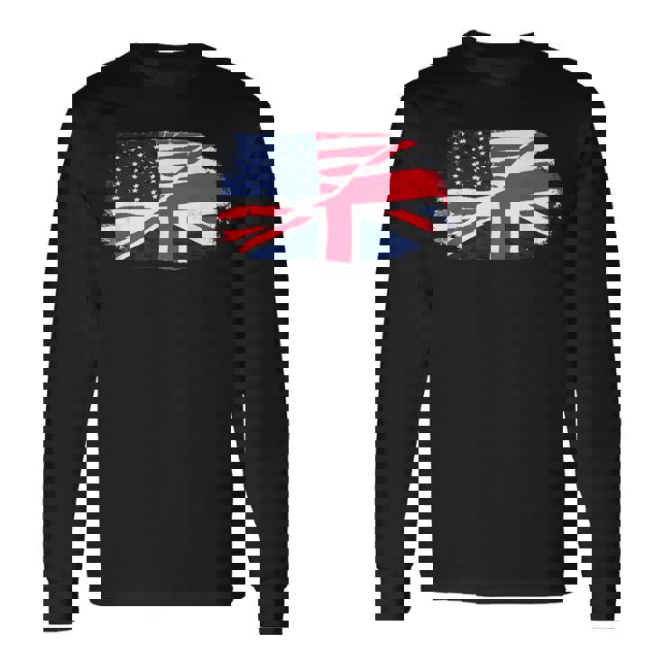 アメリカの国旗-ユニオンジャック-イギリスの国旗 Usa Flag Union Jack Uk Flag 長袖Tシャツ