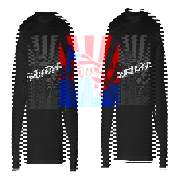 アメリカーナ、都市、旗、Bjj、柔術、Mma、ファイティング、ボックス。 長袖Tシャツ