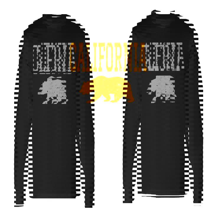 アンティーク調カリフォルニアゴールデンベア。 長袖Tシャツ