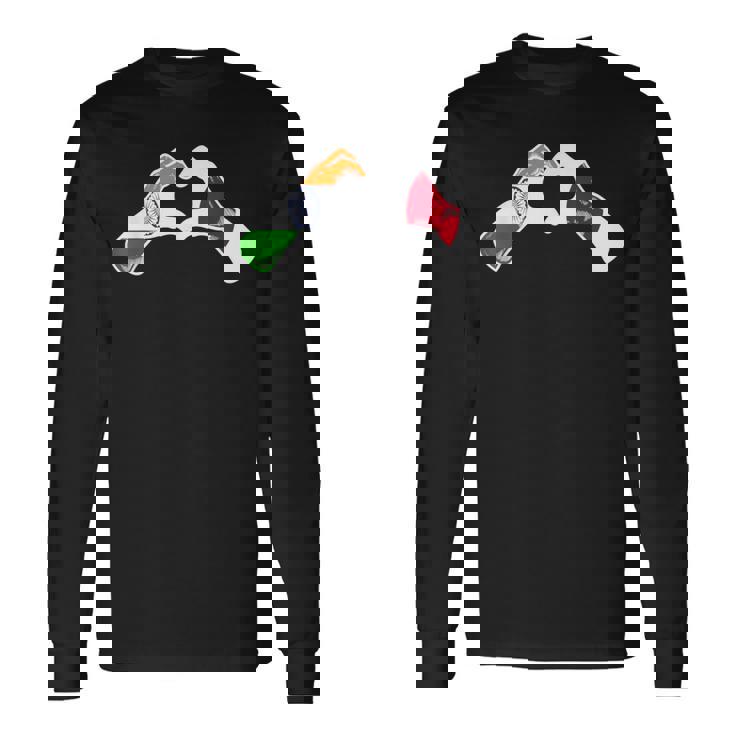 インド日本国旗 インド日本ハート 長袖Tシャツ