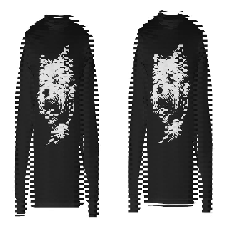 ウエスト ハイランド ホワイト テリア ピーキングドッグ ウェスティ デザイン 長袖Tシャツ