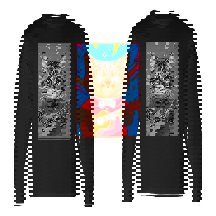 ウクレレ猫 長袖Tシャツ