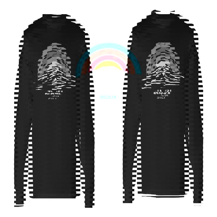 エトナ山火山 パレルモ シチリア島を訪問 イタリア ハイキングギフト 長袖Tシャツ