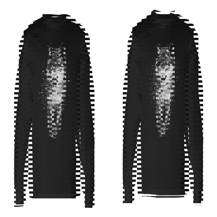 オオカミ 動物 モチーフ イラスト オオカミ 長袖tシャツ 長袖Tシャツ