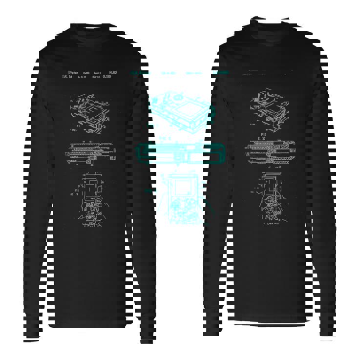 オタクレトロハンドヘルドビデオゲーム特許90年代ゲーマーオタク 長袖Tシャツ