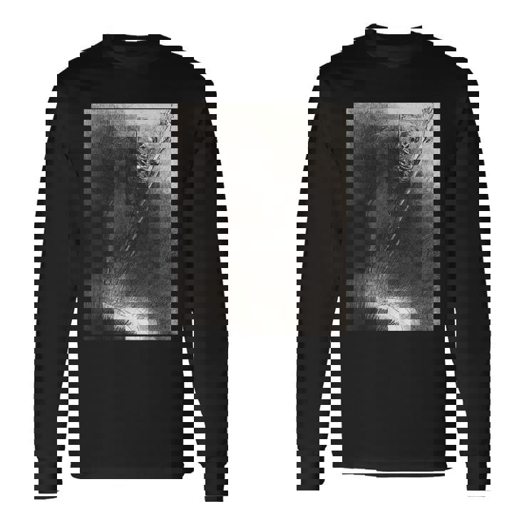 オディロン・ルドン著「そして彼にかかった彼の名は死だった」 長袖Tシャツ