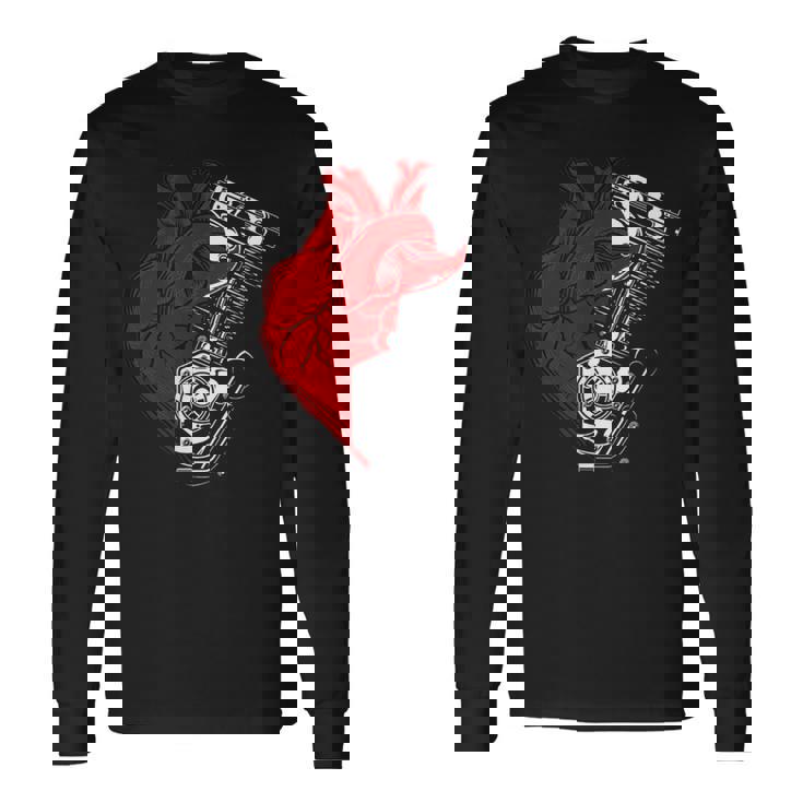 オートバイ エンジン バイカー アンチバレンタインデー 面白いグラフィック 長袖Tシャツ