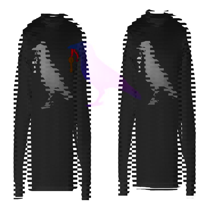 カラス カラス カラス シャツ ゴールド キーホルダー 青い鳥 カラス 長袖Tシャツ