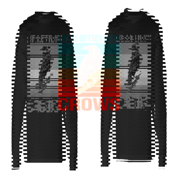 カラス ライフ・イズ・ベター バード鳥類学 カラス 長袖Tシャツ