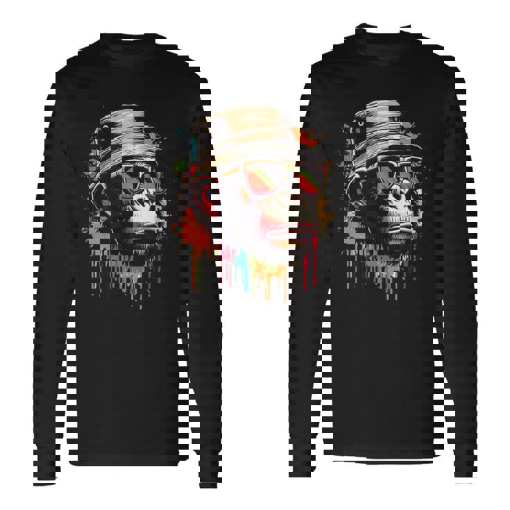 カラフル エイプ クール ヴィンテージ グラフィティ グラフィックアート 長袖Tシャツ