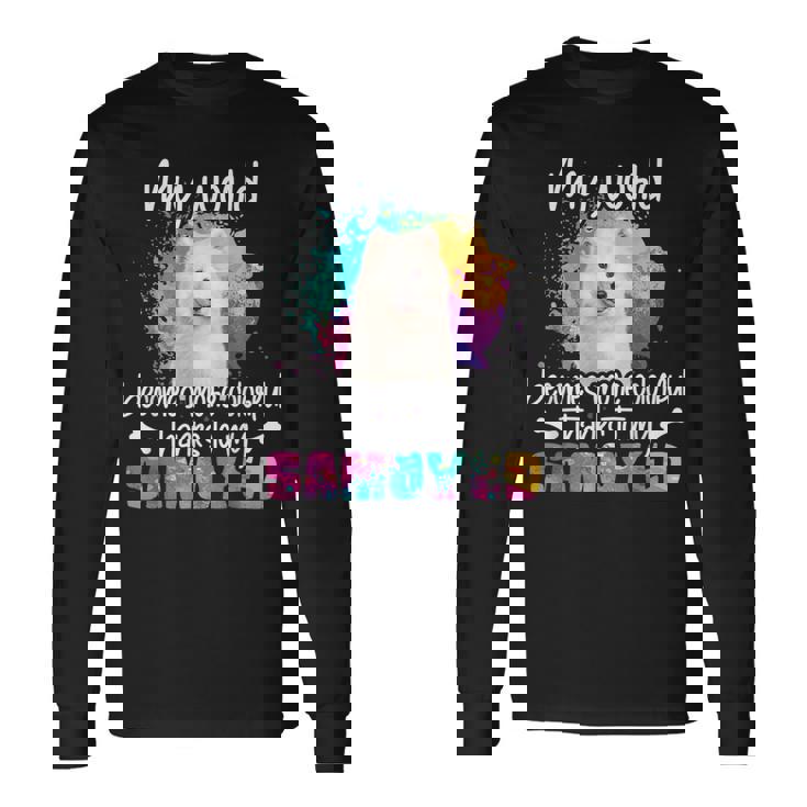 カラフルな世界 サモエド 犬 前足 犬のママ 服 ママ サモエドのアクセサリー 犬の学校 犬の飼い主 長袖Tシャツ