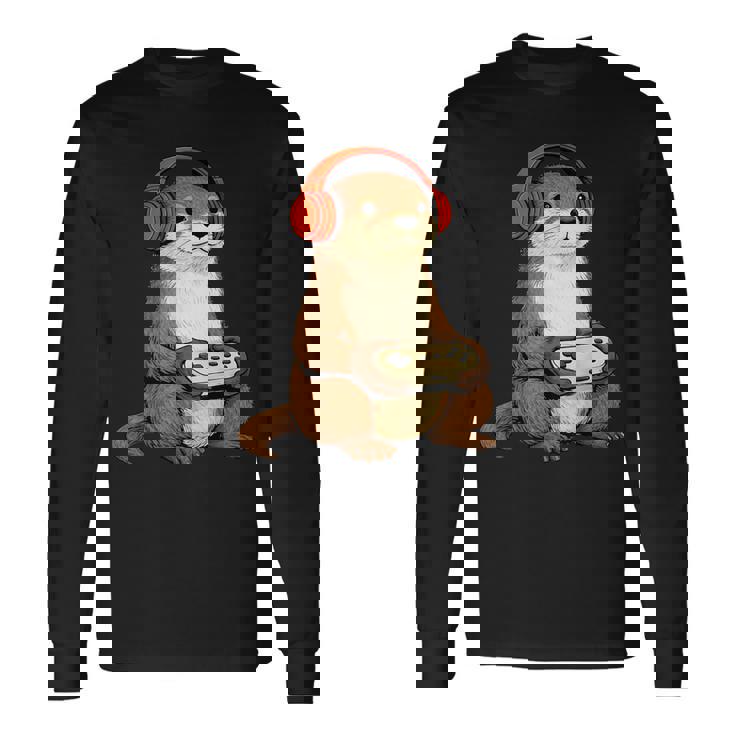 カワイイ カワウソ ゲーム アニメ レトロ 日本の芸術作品 ゲーマー 面白い 長袖Tシャツ