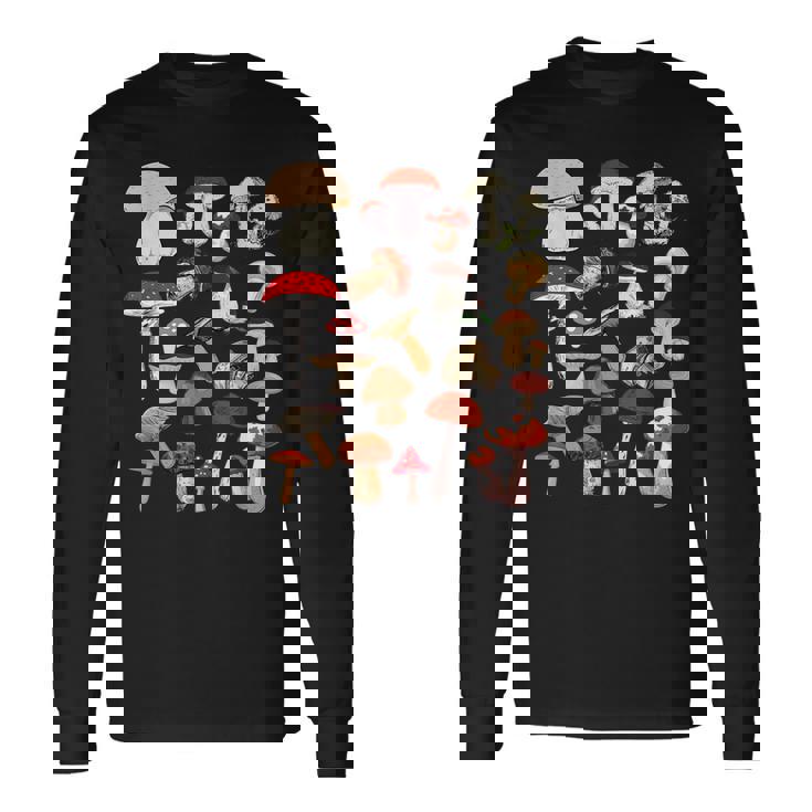 キッズ キノコ コラージュ 菌類 長袖Tシャツ