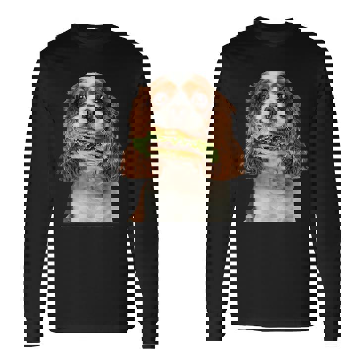 キャバリア・キング・チャールズ・スパニエル・バーガー 長袖Tシャツ