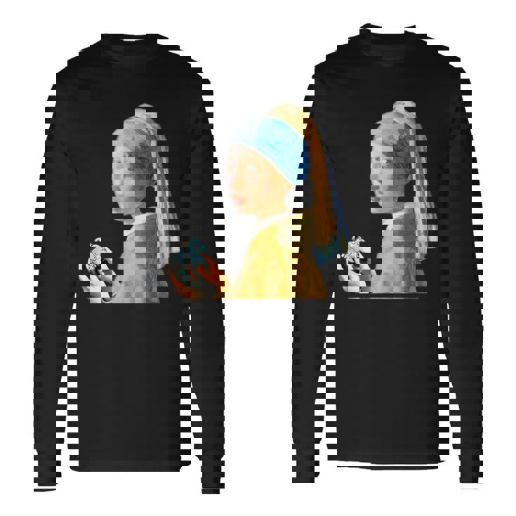 ゲーム モナリザ 面白いtシャツ ゲーマー ネタ 入り メンズ おもしろ 面白い 服 フェルメール グッズ 長袖Tシャツ